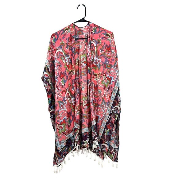 Sweaters - Women's Pink Floral Shear Cardigan